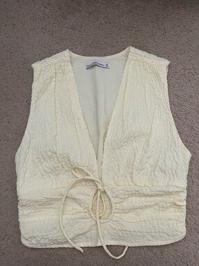 Abercrombie & Fitch Cream Lightweight Tie-Front Top